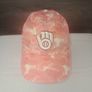 Womens Milwaukee Brewers Fan Favorite Pink Camo Tie Dye Strap Back Baseball Cap